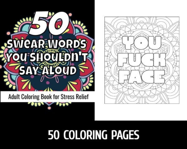 50 Swear words adult coloring book pages