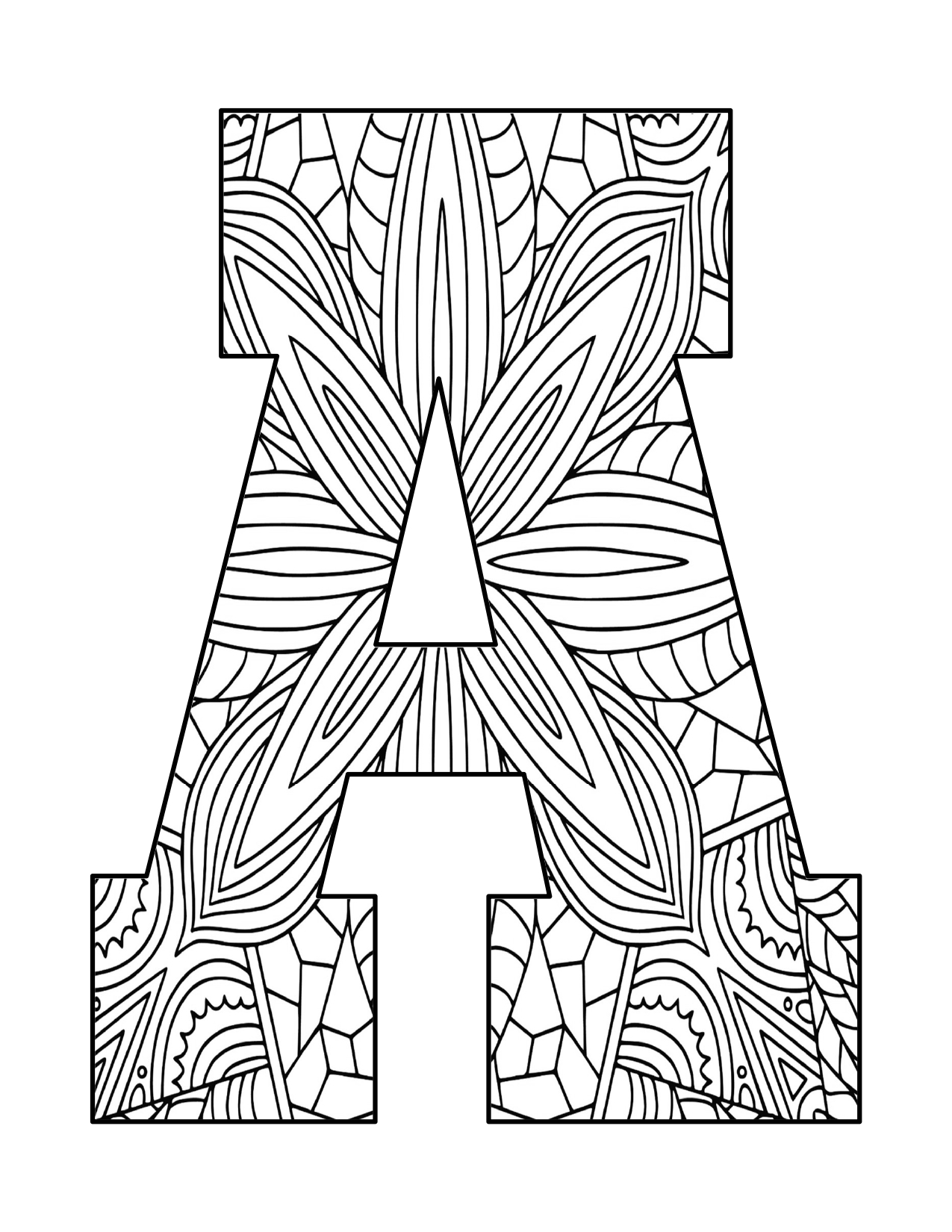 Mandala Alphabet Letters Coloring Pages. Instant Download for Printing